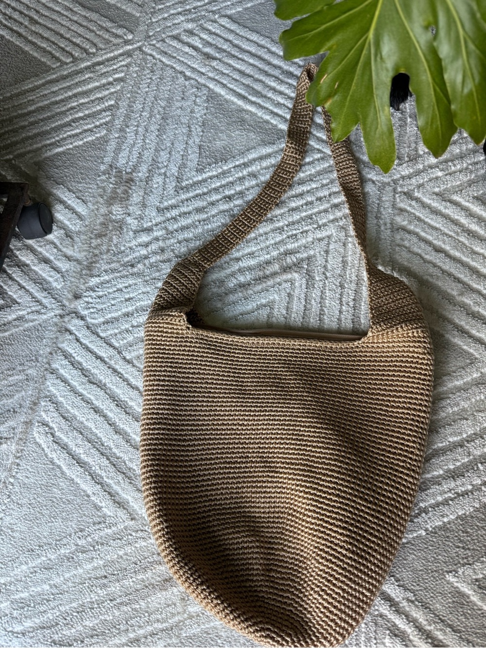 Crochet Crossbody Bag in Natural Tan - Picture 12 of 13